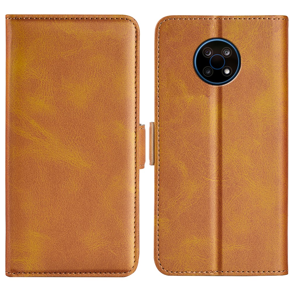 PU Leather Flip Folio Double Magnetic Clasps Case TPU Interior Shockproof Stand Wallet Cover for Nokia G50 5G - Yellow-1