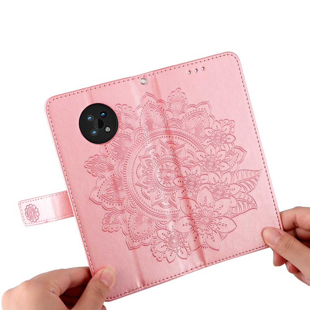 Dual-sided Clasp Phone Cover Imprint Flower Pattern Stylish Anti-fall PU Leather Stand Wallet Shell Case with Lanyard for Nokia G50 5G - Rose Gold-6