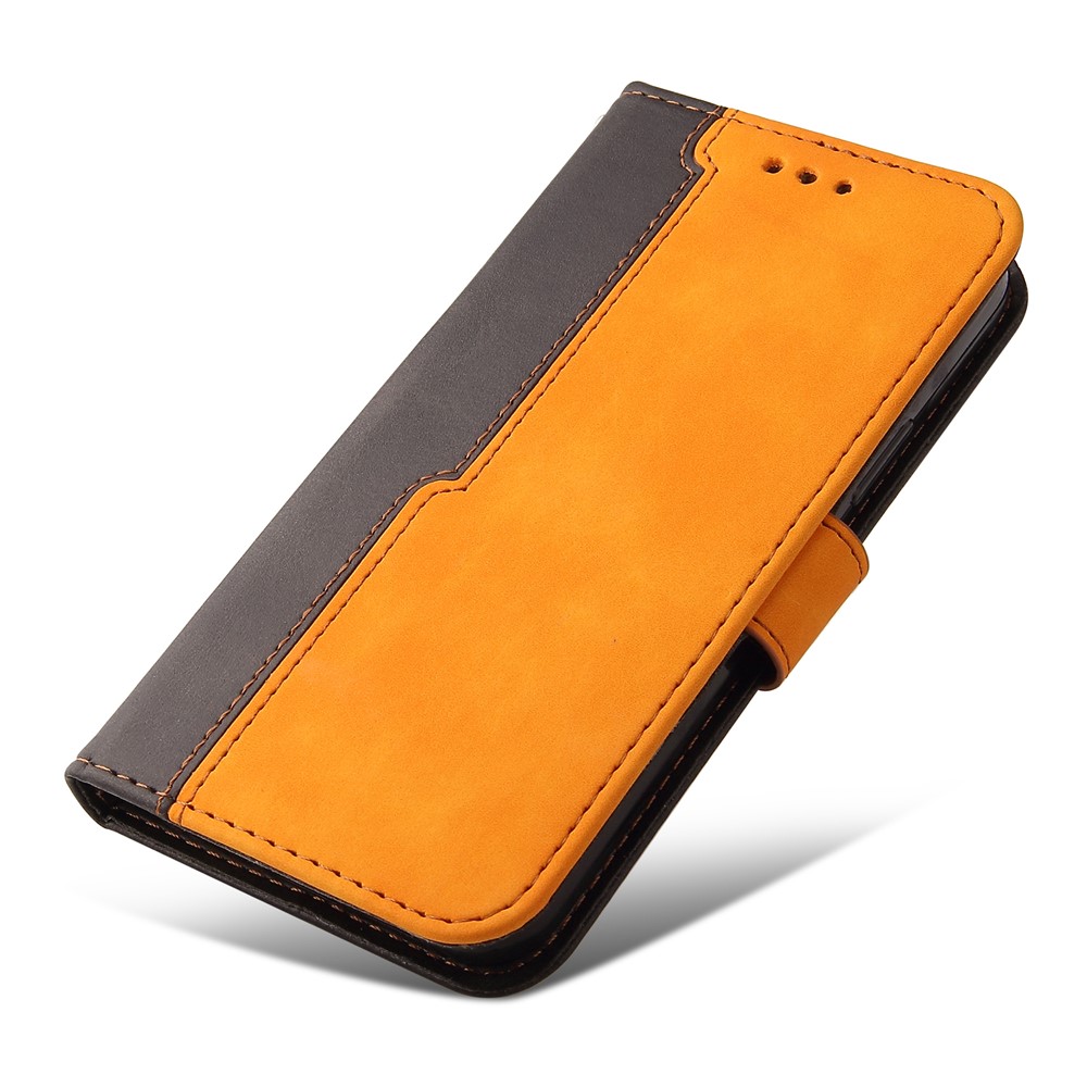 Business Style Splicing Dual-color Drop-proof Anti-scratch Magnetic Clasp Phone Case Cover with Stand and Wallet for Nokia G50 - Orange-7