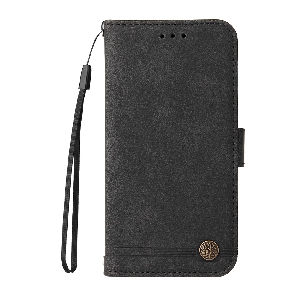 Flip Cover Retro Tree Pattern Metal Button Decor Stand Wallet PU Leather Phone Case for Nokia G50 - Black-2