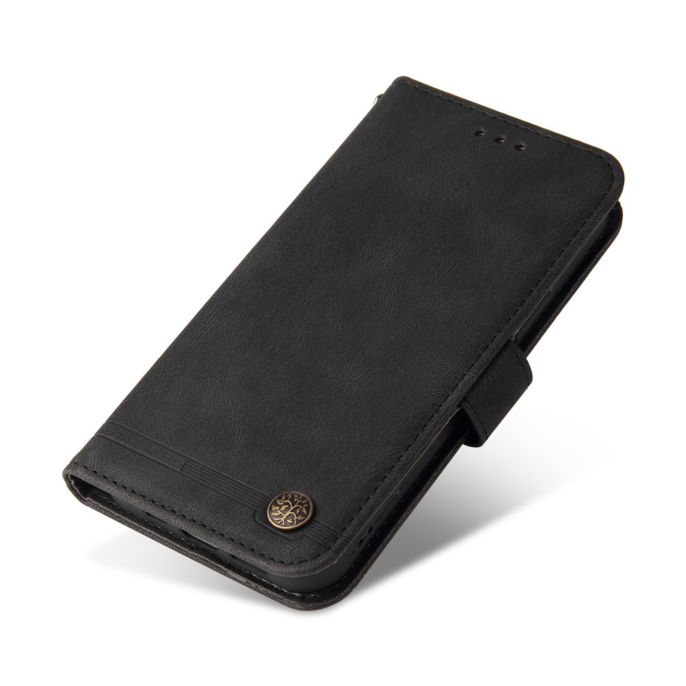Flip Cover Retro Tree Pattern Metal Button Decor Stand Wallet PU Leather Phone Case for Nokia G50 - Black-8