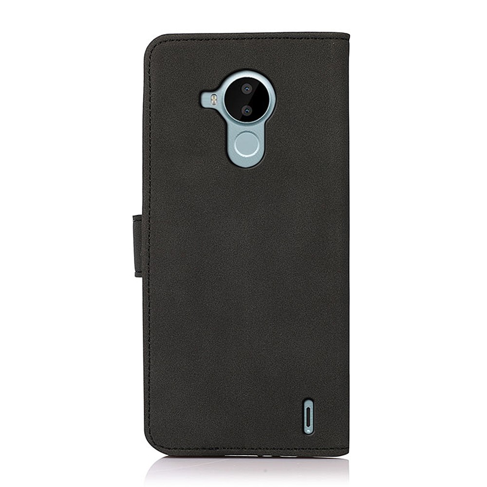 KHAZNEH Dual-sided Magnetic Clasp Textured PU Leather Phone Case Cover with Stand Wallet for Nokia C30 - Black-3