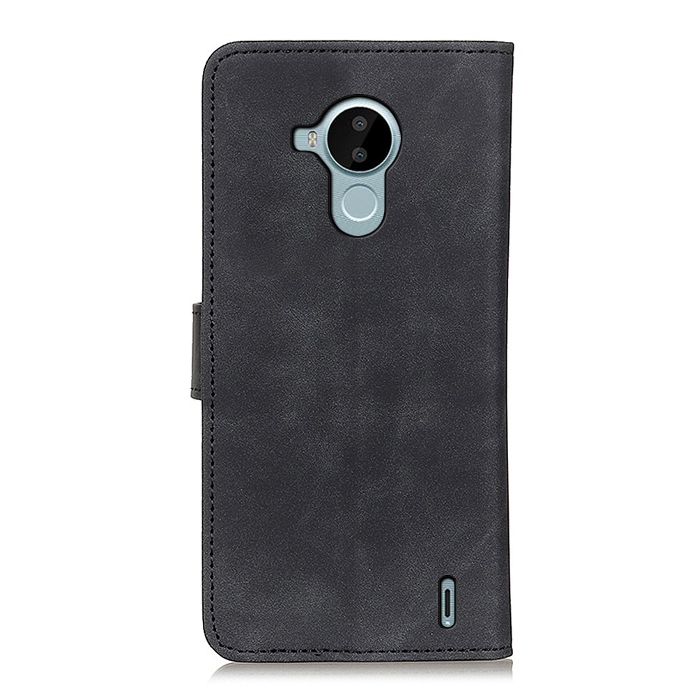 KHAZNEH Vintage PU Leather Phone Shell Folio Flip Dual-sided Magnetic Clasp Wallet Case with Stand for Nokia C30 - Black-3