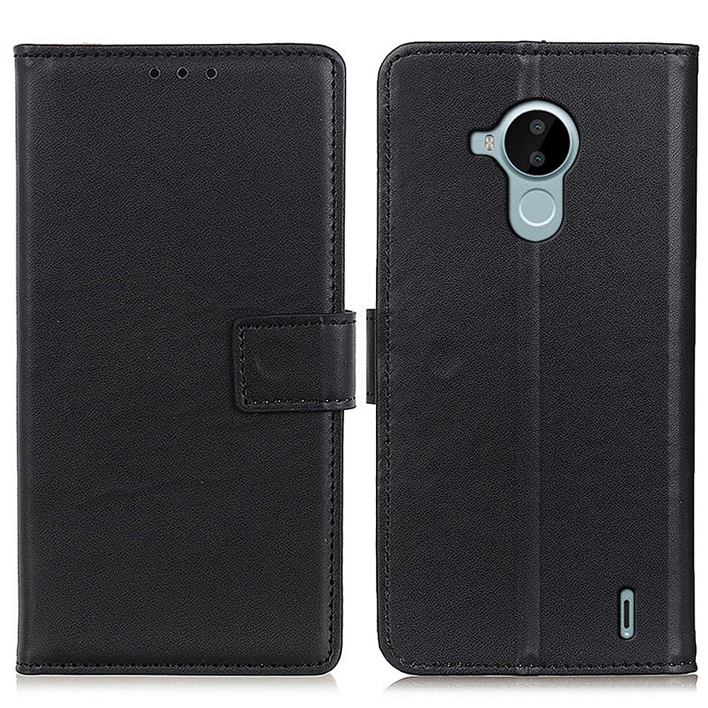 PU Leather Flip Wallet Case Magnetic Closure Shockproof Protective Stand Cover for Nokia C30 - Black-1