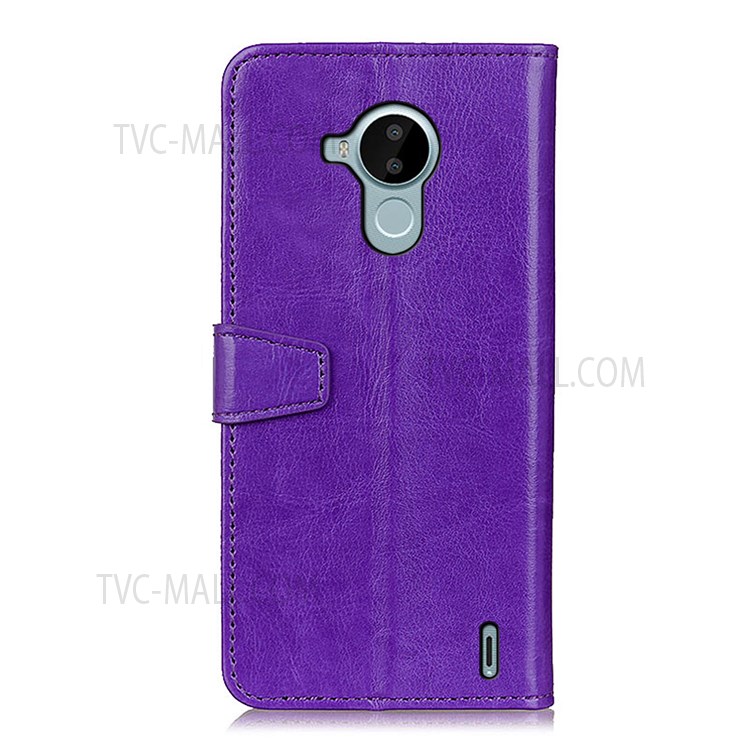 Shockproof PU Leather Wallet Cover Wallet Cover Flip Stand Folio Case for Nokia C30 - Purple-3