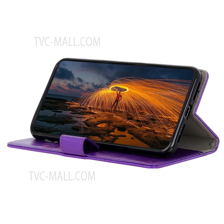 Shockproof PU Leather Wallet Cover Wallet Cover Flip Stand Folio Case for Nokia C30 - Purple-5