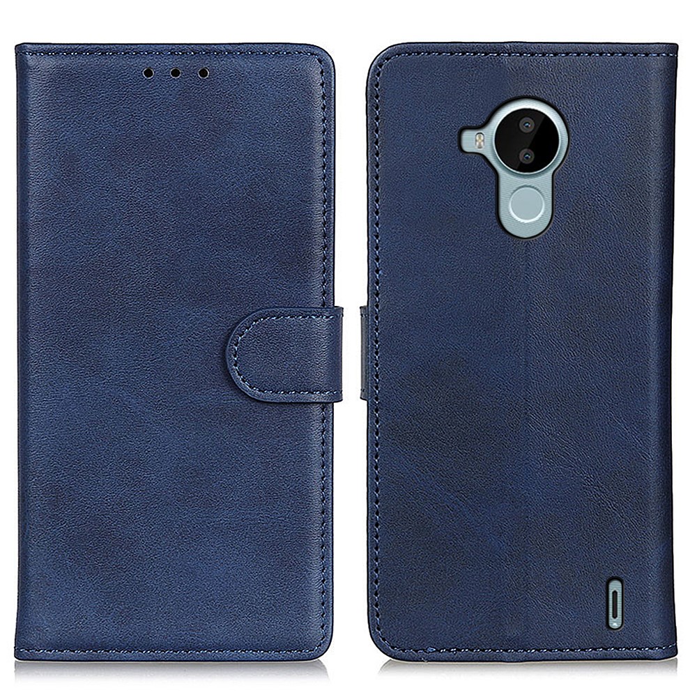 Magnetic Closure Phone Case PU Leather + TPU Wallet Design Scratch-resistant Flip Cover with Stand for Nokia C30 - Blue-1