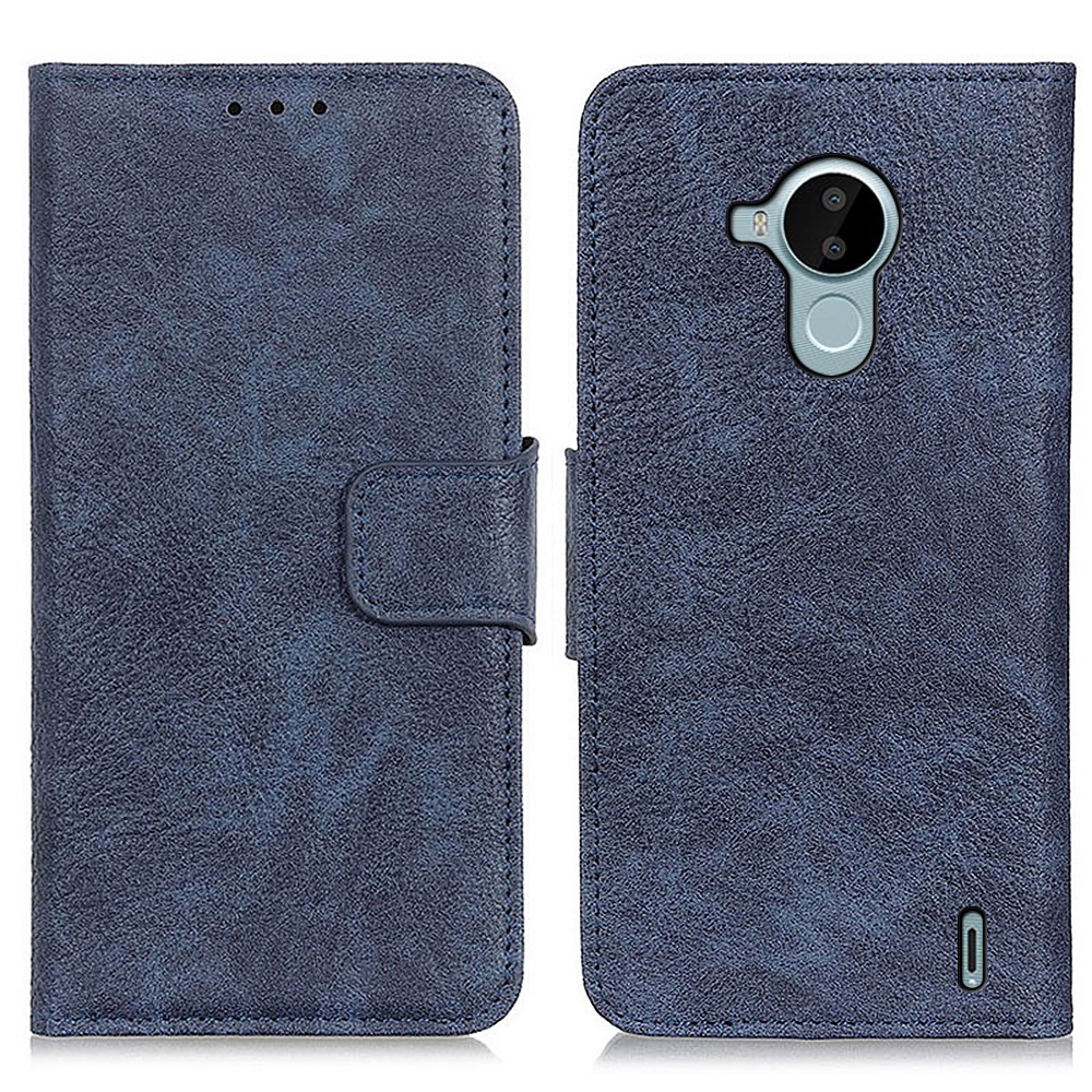 Magnetic Clasp Litchi Texture PU Leather and TPU Inner Lining Phone Flip Shell Wallet Phone Stand Cover for Nokia C30 - Blue-1