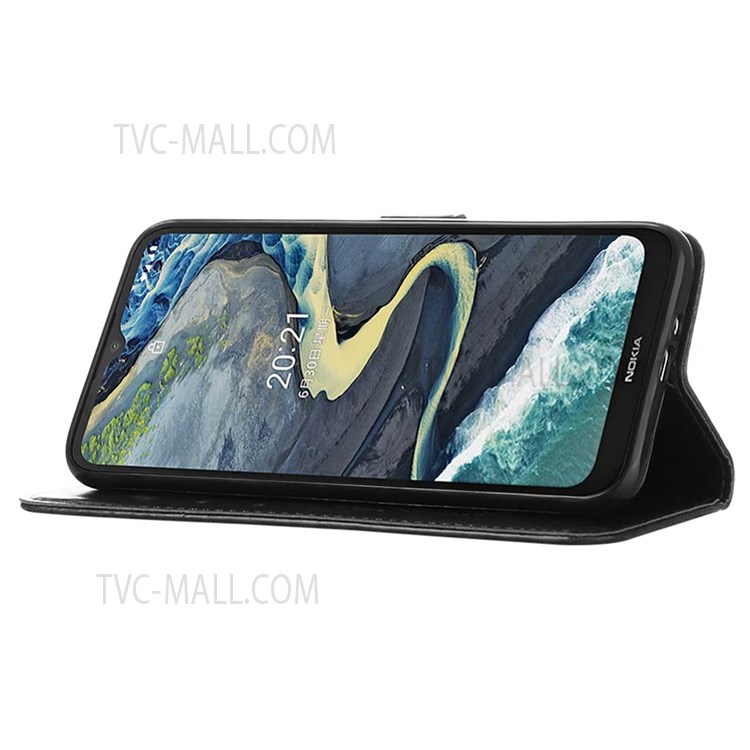 Compatible for Nokia C20 Plus Beautiful Butterfly and Flower Pattern Wallet Mobile Phone Shell PU Leather Surface Stand Phone Cover with Hand Strap - Black-5
