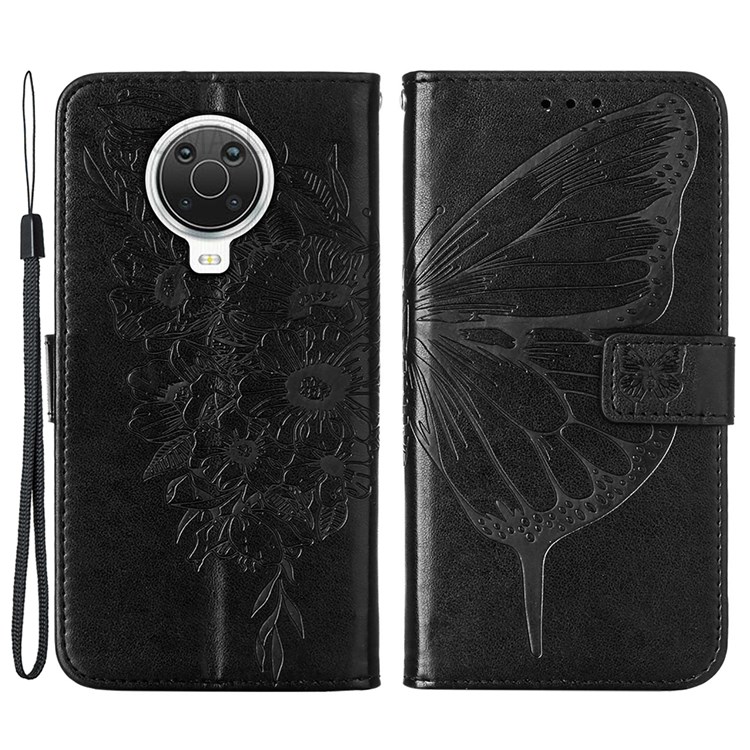Stylish Fashionable Imprinting Pattern Wallet Mobile Phone Case PU Leather Surface Stand Phone Cover with Hand Strap for Nokia 6.3 / G20 / G10 - Black-1