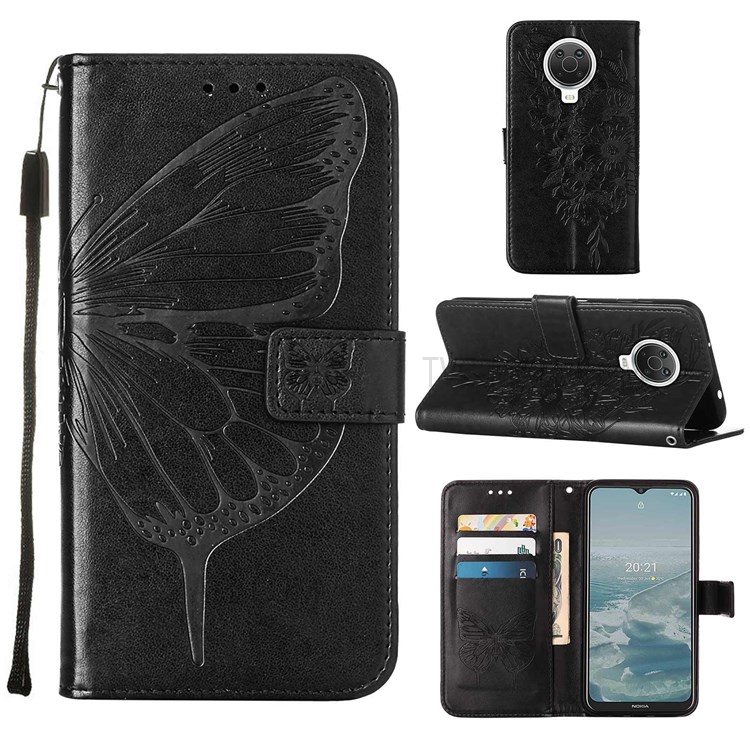 Stylish Fashionable Imprinting Pattern Wallet Mobile Phone Case PU Leather Surface Stand Phone Cover with Hand Strap for Nokia 6.3 / G20 / G10 - Black-6