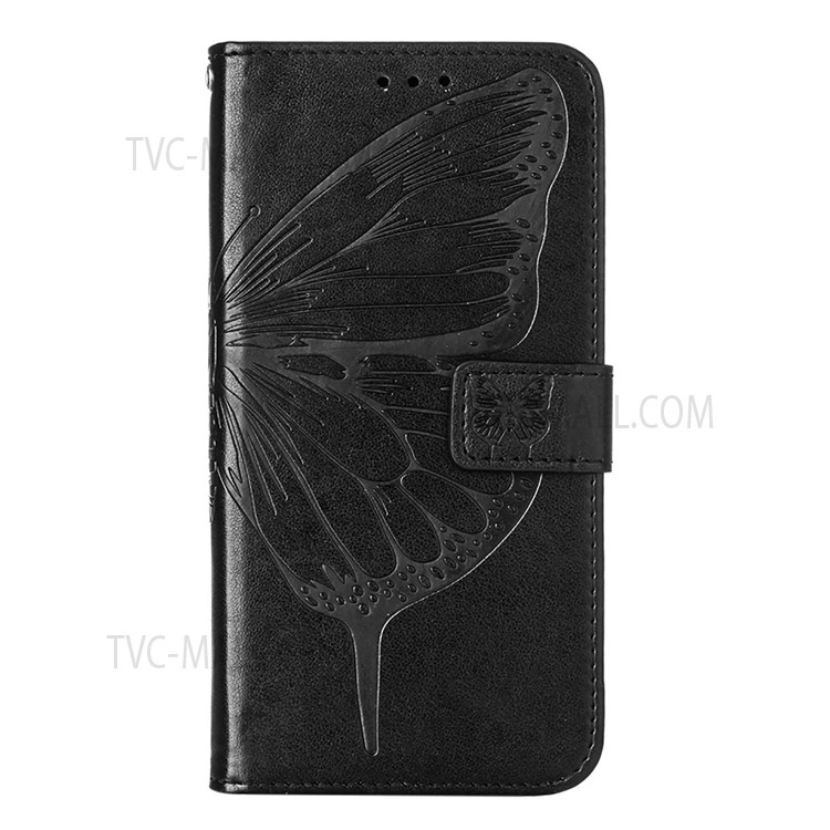 For Nokia X20 / X10 Mobile Phone Shell Imprinting Big Butterfly Flower Pattern Wallet PU Leather Surface Stand Phone Cover with Hand Strap - Black-2