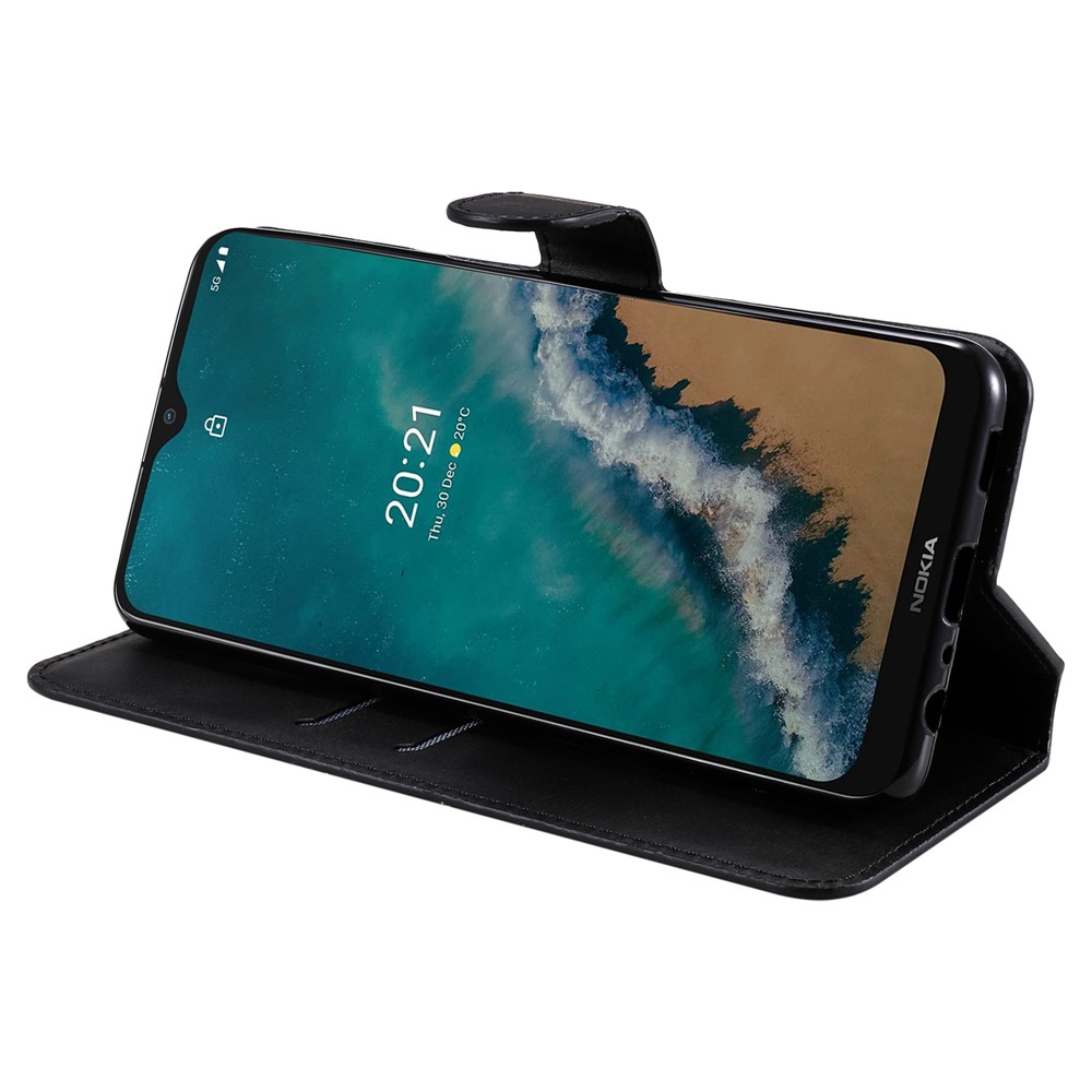 Classic Stand Folio Flip Anti-scratch Cover PU Leather Wallet Drop-proof Mobile Phone Case Shell for Nokia G50 5G - Black-5