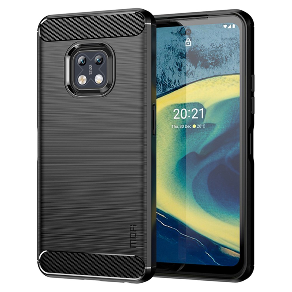 MOFI Shockproof Lightweight Brushed Carbon Fiber Design Soft TPU Covering Case for Nokia XR20 - Black-1