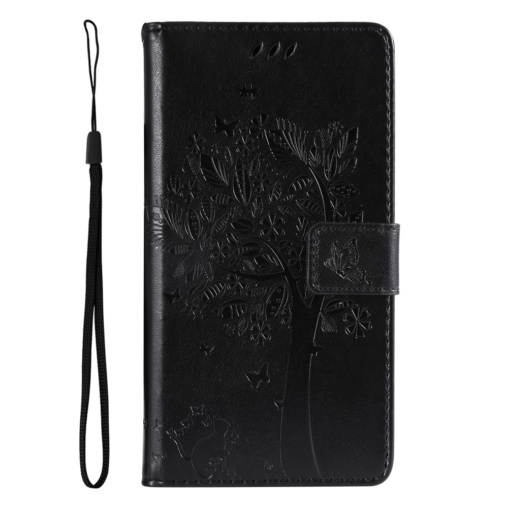 Cat Tree Pattern Imprinted PU Leather Wallet Phone Case TPU Shockproof Flip Stand Cover with Strap for Nokia G50 - Black-2