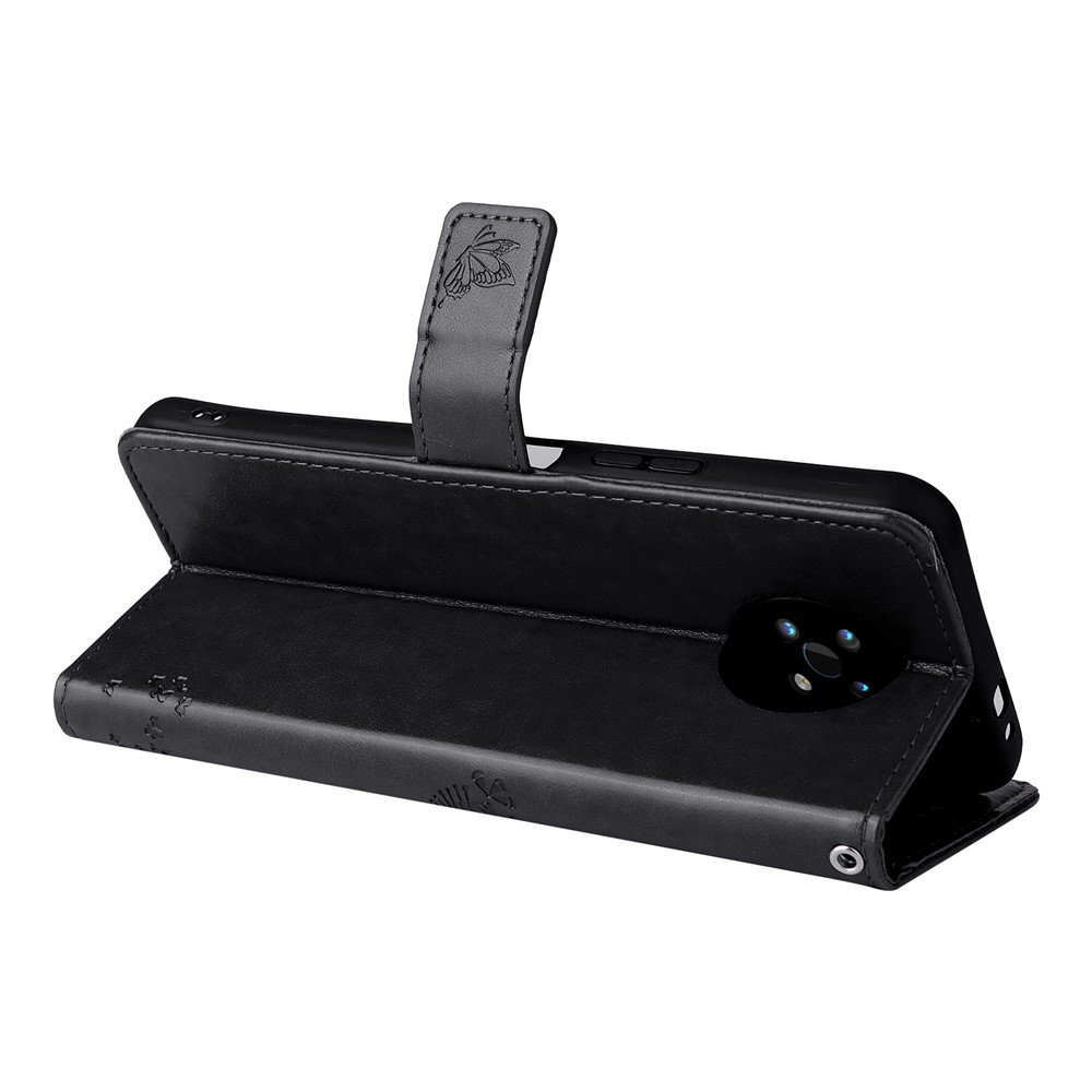 Cat Tree Pattern Imprinted PU Leather Wallet Phone Case TPU Shockproof Flip Stand Cover with Strap for Nokia G50 - Black-6