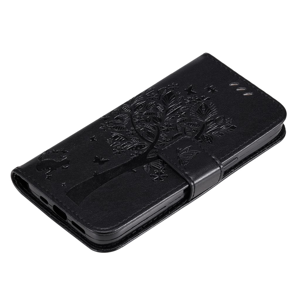 Cat Tree Pattern Imprinted PU Leather Wallet Phone Case TPU Shockproof Flip Stand Cover with Strap for Nokia G50 - Black-8