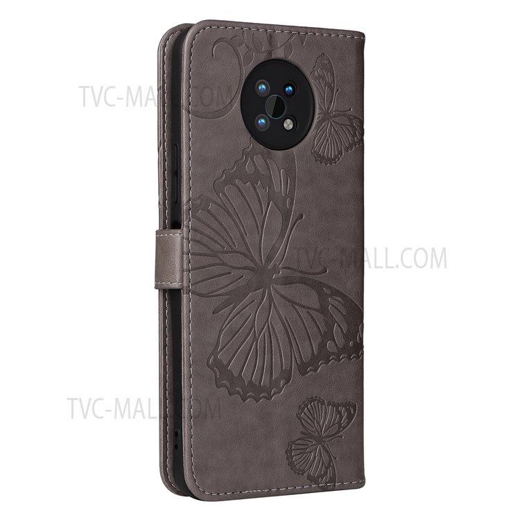 Imprinted Butterfly Pattern PU Leather Magnetic Flip Cover Stand Wallet Phone Case with Strap for Nokia G50 - Grey-4