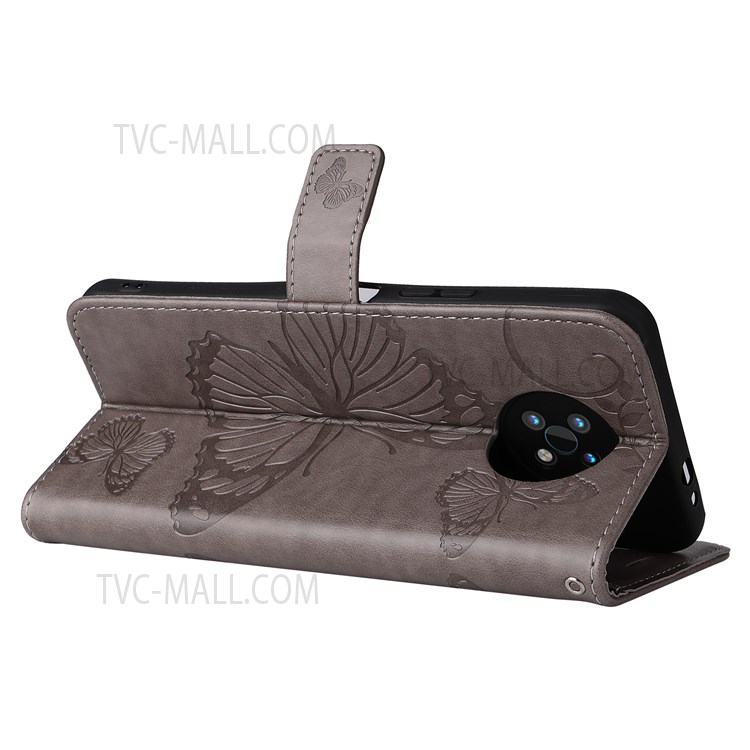 Imprinted Butterfly Pattern PU Leather Magnetic Flip Cover Stand Wallet Phone Case with Strap for Nokia G50 - Grey-6