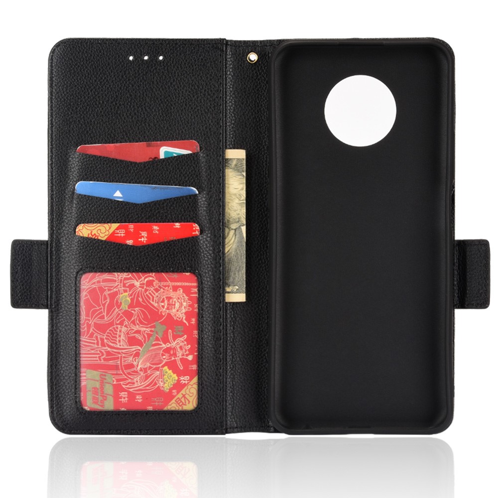 Well-protected Drop-proof Litchi Texture PU Leather Phone Cover Wallet Case with Horizontal Stand for Nokia G300 - Black-6