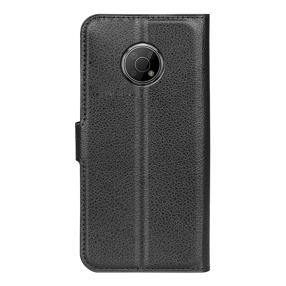 Folio Flip Litchi Texture PU Leather Coated TPU Mobile Phone Case Stand Wallet Flip Protective Cellphone Cover for Nokia G300 - Black-3