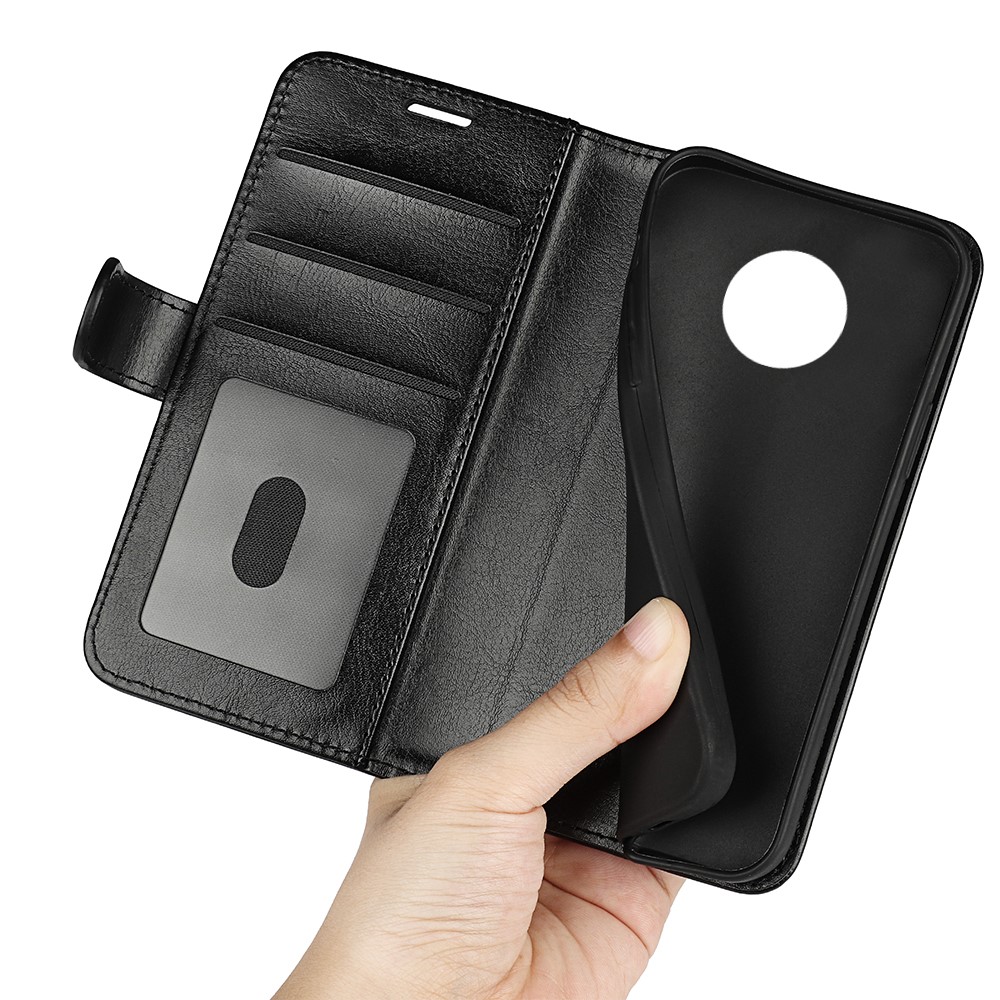 Smart Phone Crazy Horse Texture PU Leather Coated Soft Inner TPU Stand Wallet Flip Phone Case for Nokia G300 - Black-6