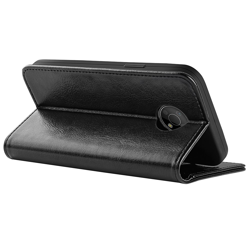 Smart Phone Crazy Horse Texture PU Leather Coated Soft Inner TPU Stand Wallet Flip Phone Case for Nokia G300 - Black-7