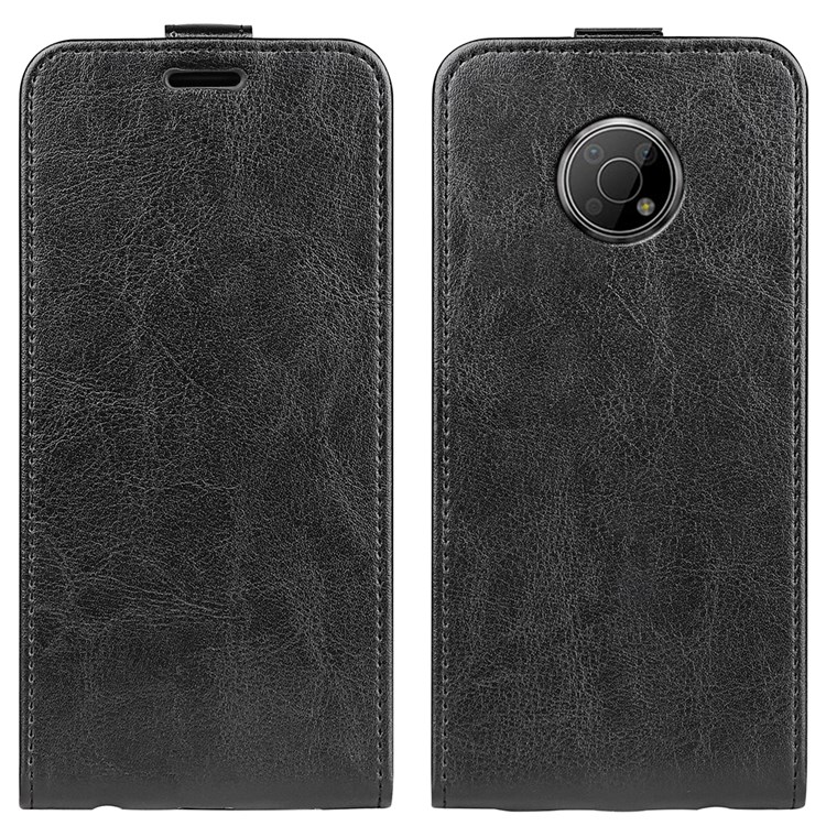 Crazy Horse Texture Vertical Flip Leather Cover Shockproof Phone Shell Protector with Card Slot Design for Nokia G300 - Black-1