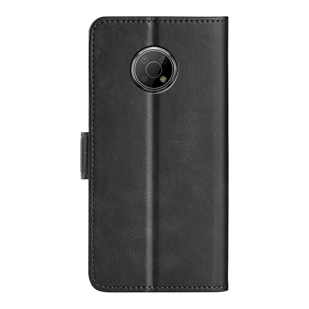 Solid Color Side Magnetic Double Clasps Foldable Stand Wallet Design PU Leather Case Phone Cover for Nokia G300 - Black-3