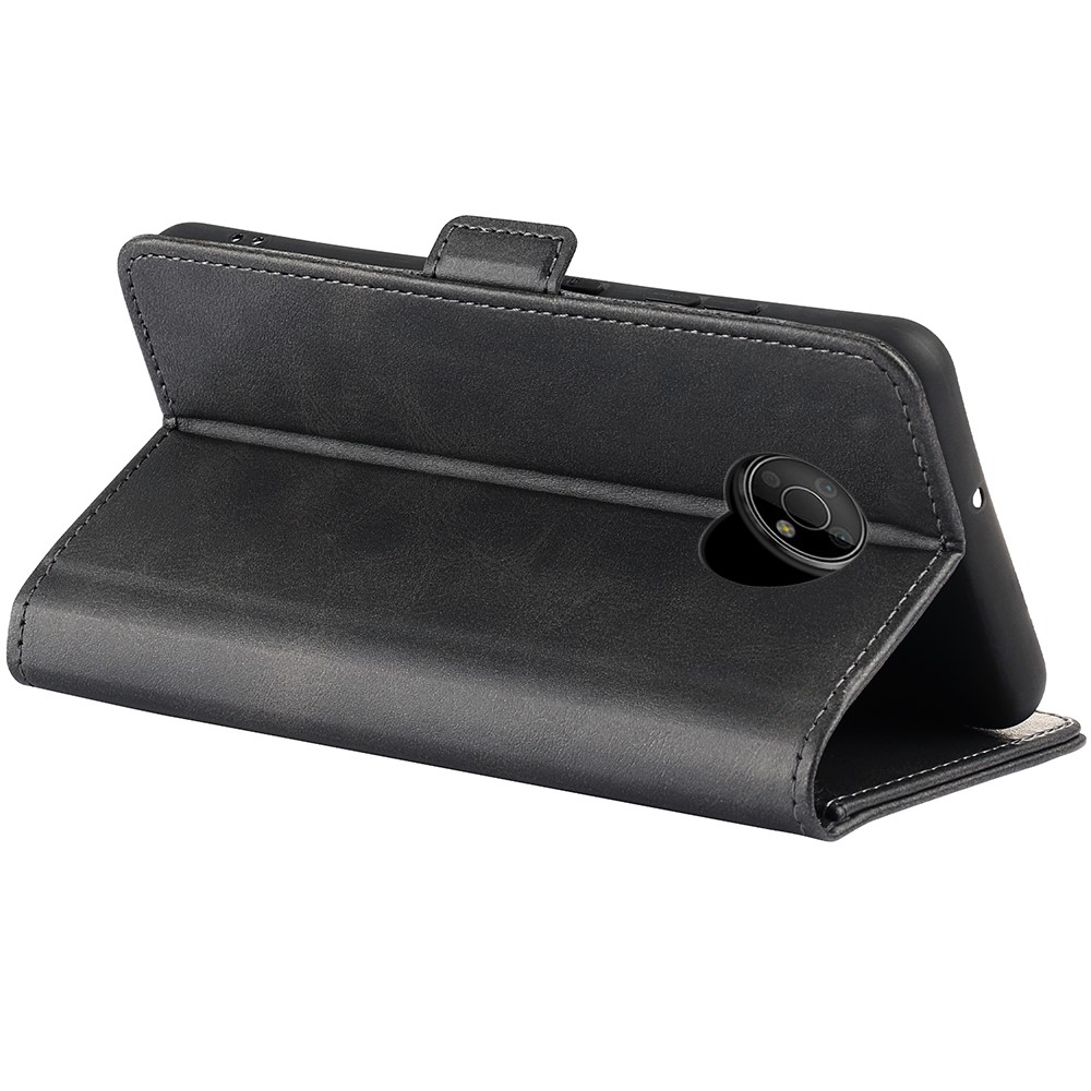 Solid Color Side Magnetic Double Clasps Foldable Stand Wallet Design PU Leather Case Phone Cover for Nokia G300 - Black-7