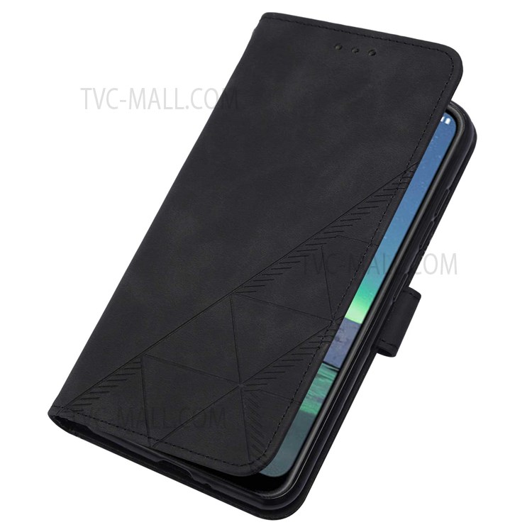 PB2-1 Series Scratch-proof PU Leather Phone Case Imprinted Phone Protective Cover with Wallet Shoulder Strap for Nokia 1.4 - Black-7