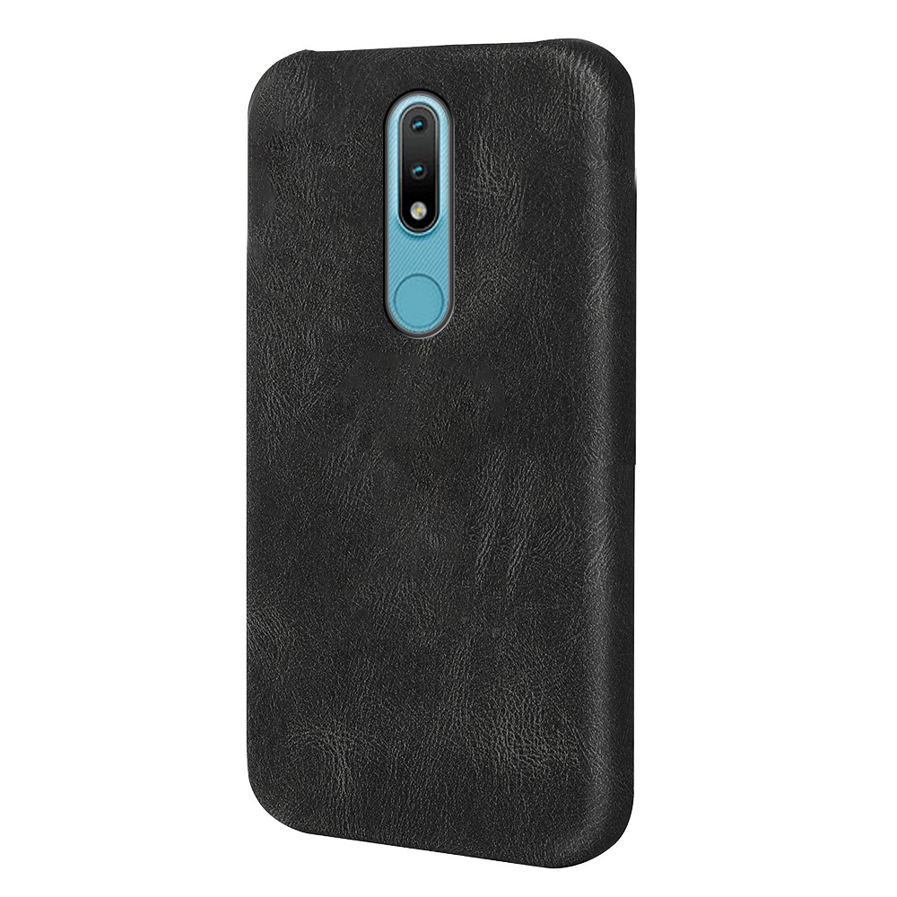 Ultra-thin Anti-drop PU Leather Coated Phone Case Hard PC Shell for Nokia 2.4 - Black-2