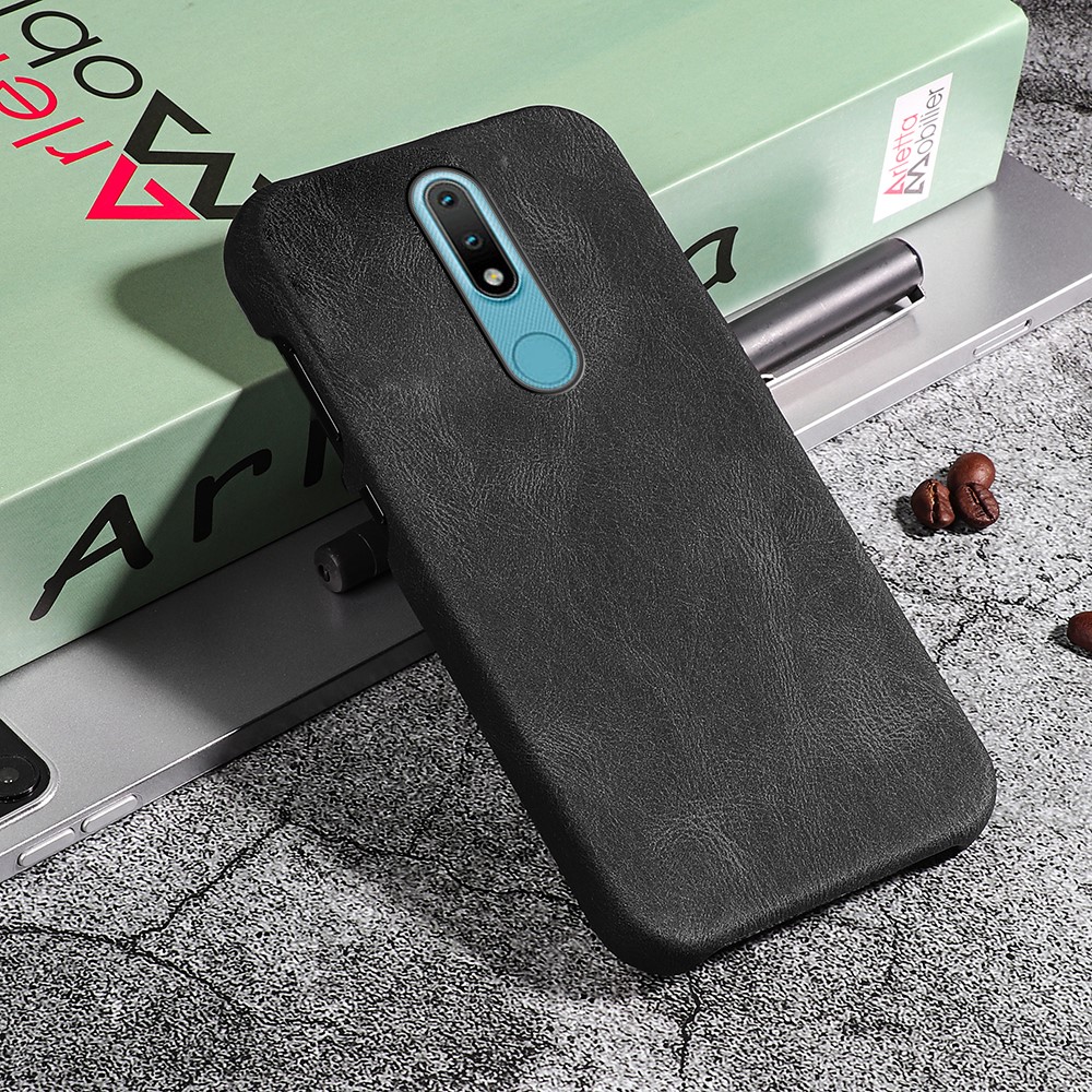 Ultra-thin Anti-drop PU Leather Coated Phone Case Hard PC Shell for Nokia 2.4 - Black-4