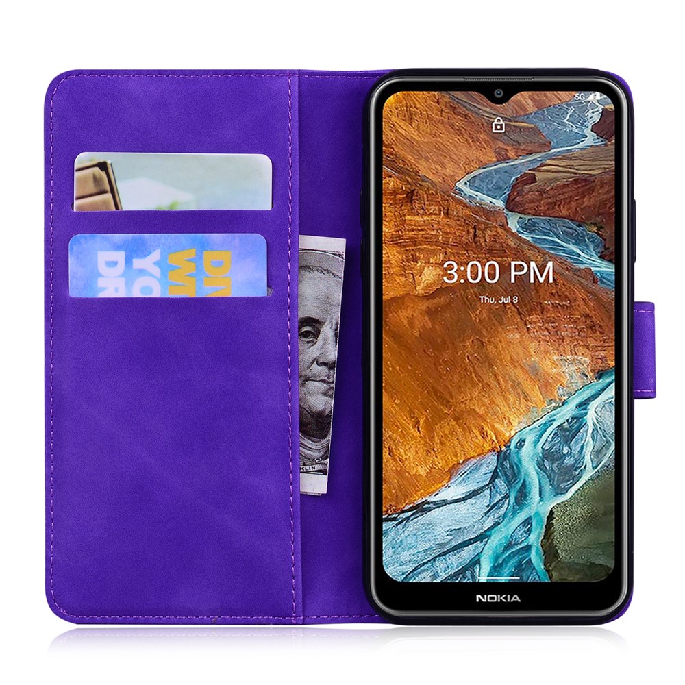 Stylish Textured Auto-absorbed PU Leather Case Magnetic Mobile Phone Full Protective Wallet for Nokia G300 - Purple-4
