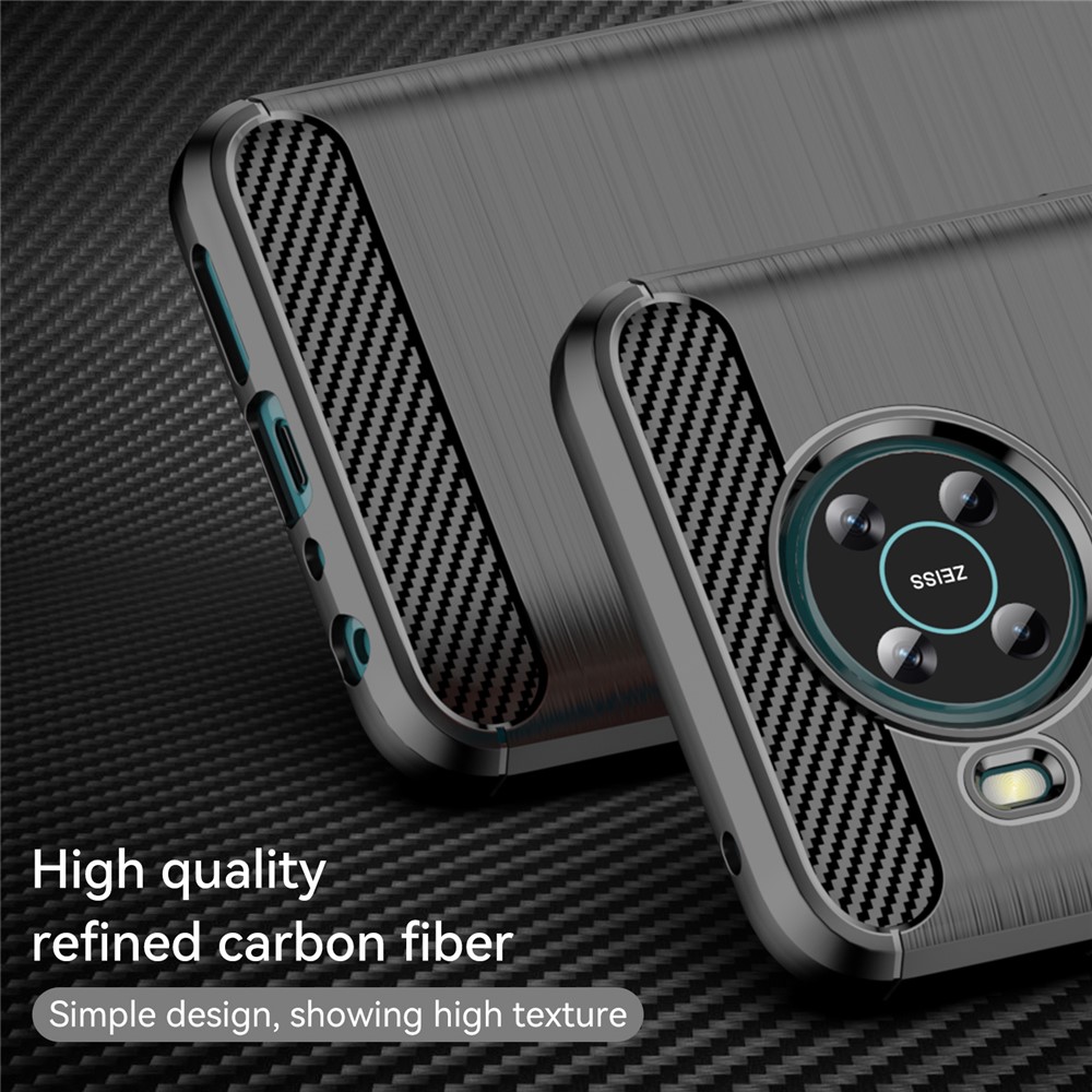 Air Cushion Design TPU Case Scratch-Resistant Phone Cover with Carbon Fiber Texture Brushed Surface for Nokia X10/X20 - Black-2