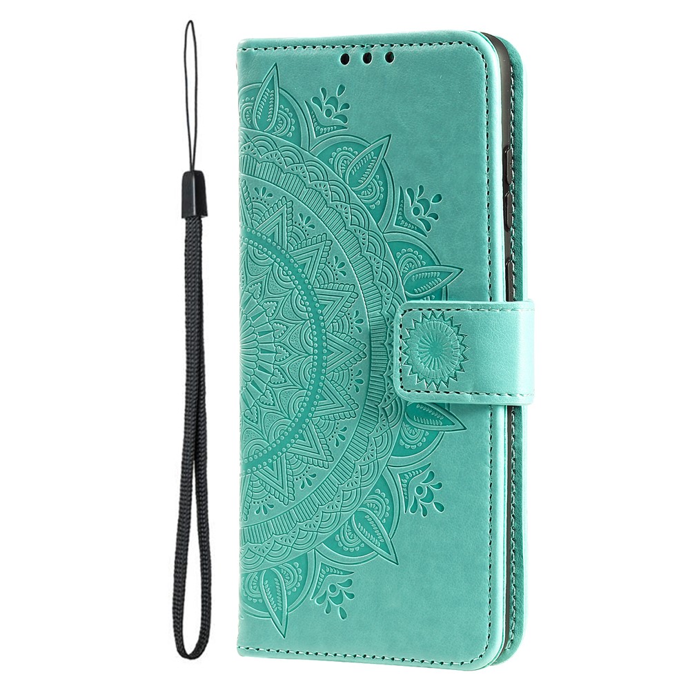 Mandala Flower Imprinted Drop-proof Adjustable Stand Wallet Leather Cell Phone Case Cover for Nokia XR20 - Green-2