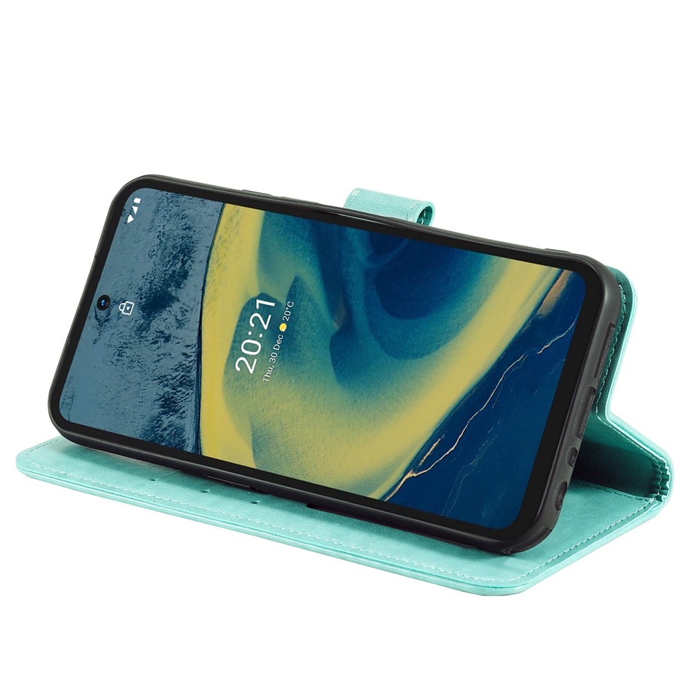 Mandala Flower Imprinted Drop-proof Adjustable Stand Wallet Leather Cell Phone Case Cover for Nokia XR20 - Green-5