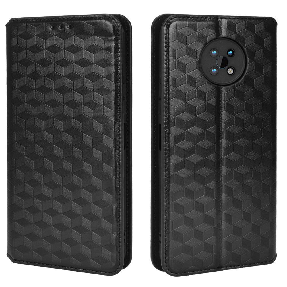 For Motorola Moto G50 Wallet Fashionable Rhombus Pattern Imprinted Cell Phone Case PU Leather + TPU Protective Cover with Stand - Black-1
