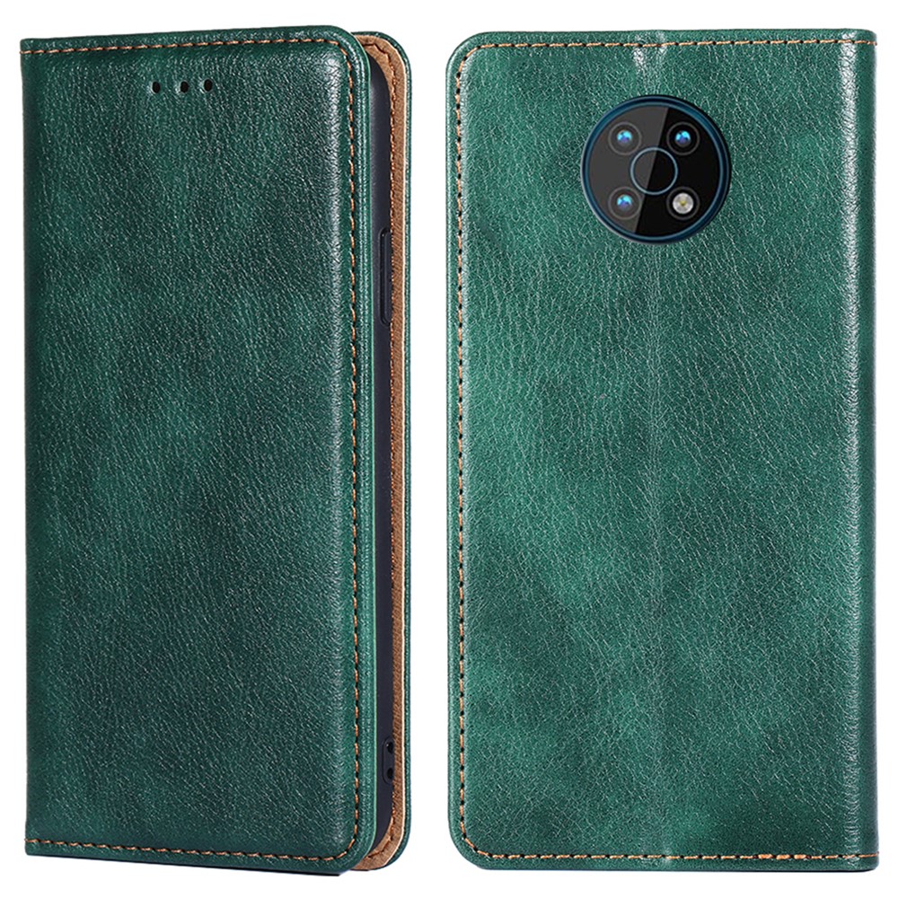 PU Leather Wallet Phone Case Stand Auto-absorbed Shockproof Flip Cover for Nokia G50 - Green-1
