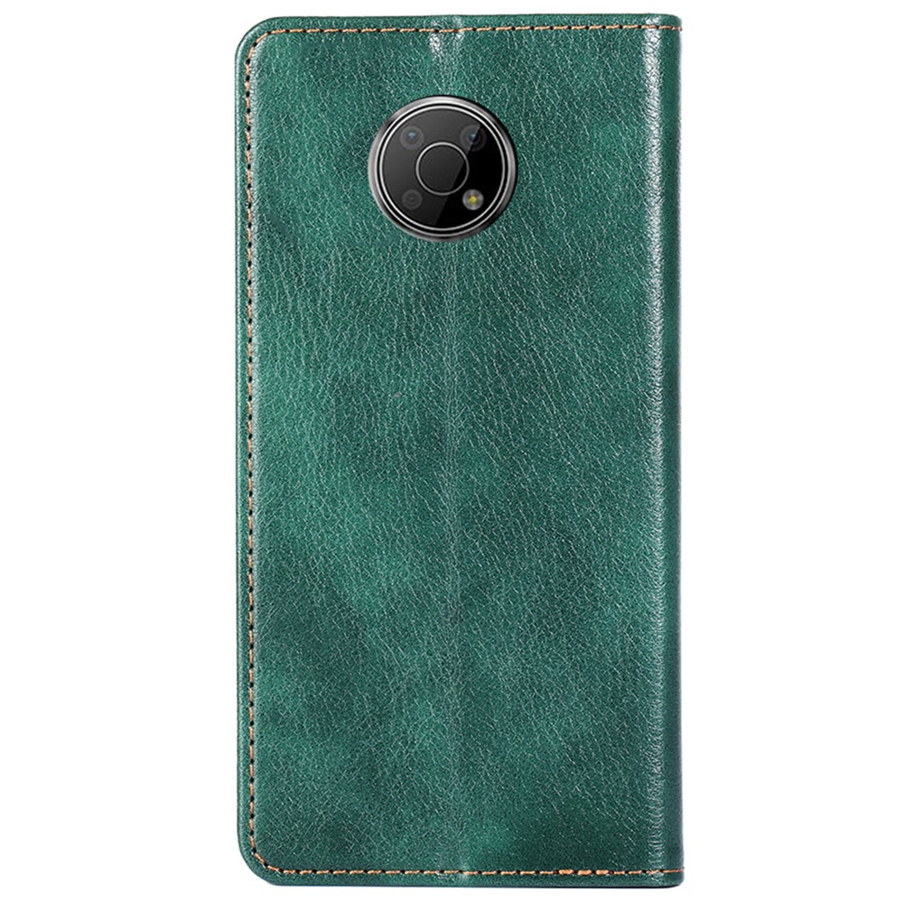 Viewing Stand PU Leather Magnetic Absorption Case Shockproof TPU Protective Flip Wallet Phone Cover for Nokia G300 - Green-3