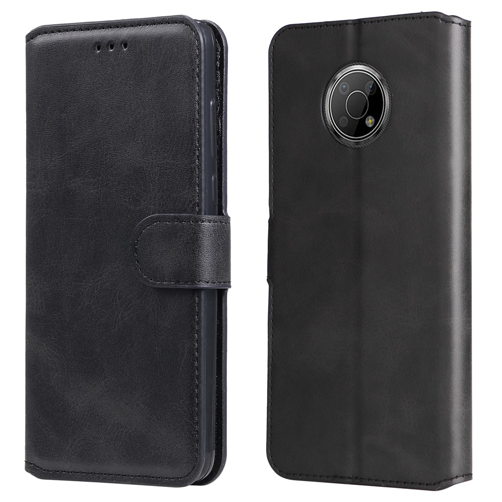 Scratch-resistant Anti-fall PU Leather Wallet Phone Case Protective Cover with Stand for Nokia G300 - Black-1