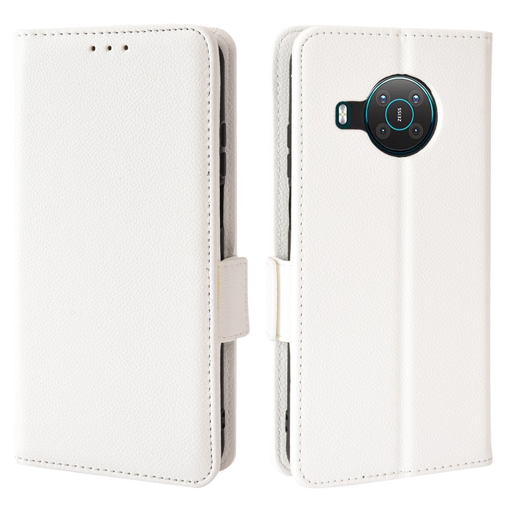 For Nokia X100 / X10 / X20 PU Leather Flip Folio Cover Litchi Texture Wallet Stand Soft TPU Protective Interior Case - White-1