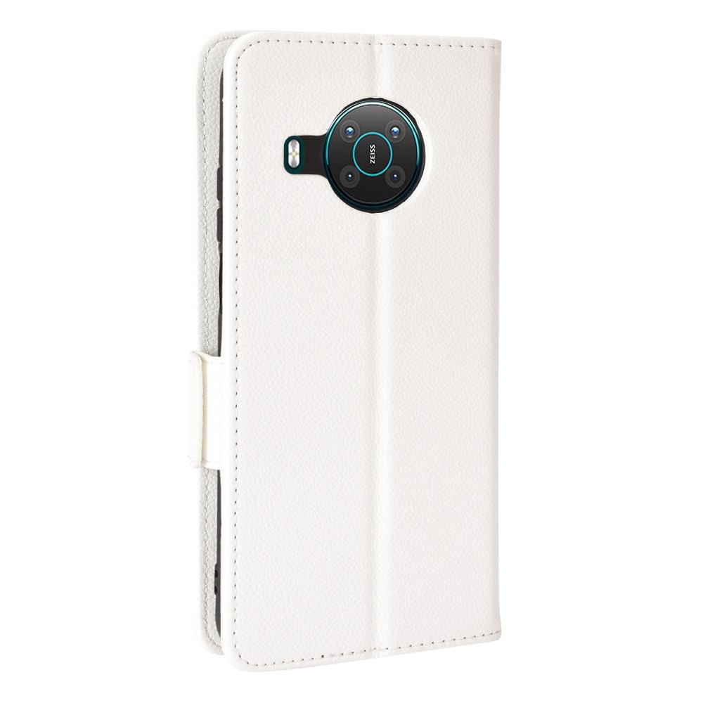 For Nokia X100 / X10 / X20 PU Leather Flip Folio Cover Litchi Texture Wallet Stand Soft TPU Protective Interior Case - White-3