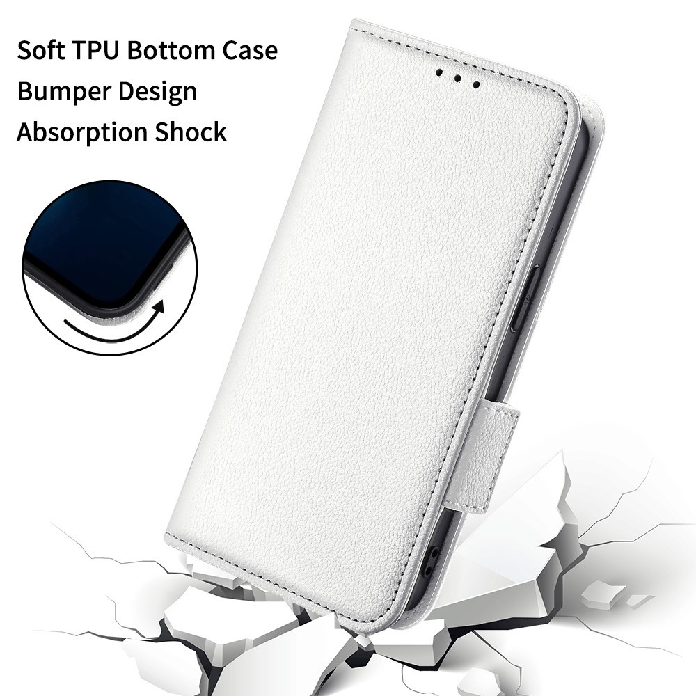 For Nokia X100 / X10 / X20 PU Leather Flip Folio Cover Litchi Texture Wallet Stand Soft TPU Protective Interior Case - White-7