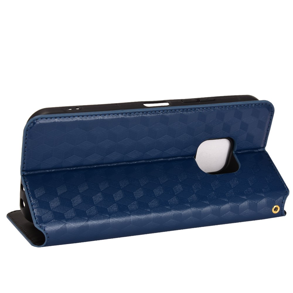 For Nokia XR20 Shockproof PU Leather Phone Cover Stand Rhombus Imprinted Magnetic Absorption Wallet Flip Case - Blue-5