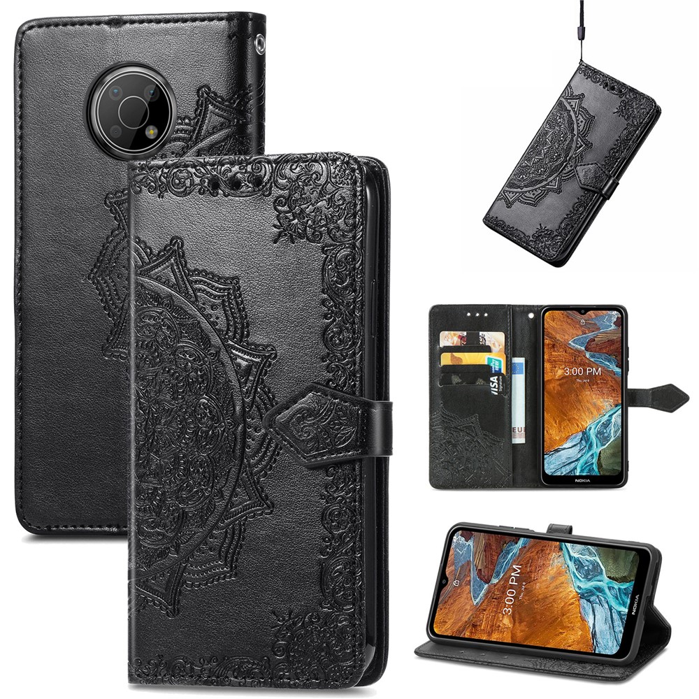 Mandala Embossed Phone Case for Nokia G300 Shockproof Phone Cover Protective Shell with Stand Wallet - Black-6