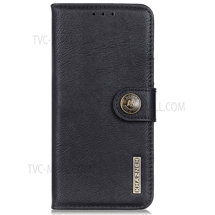 KHAZNEH Textured PU Leather Phone Case for Nokia C20 Plus, Wallet Stand Magnetic Clasp Cover - Black-2