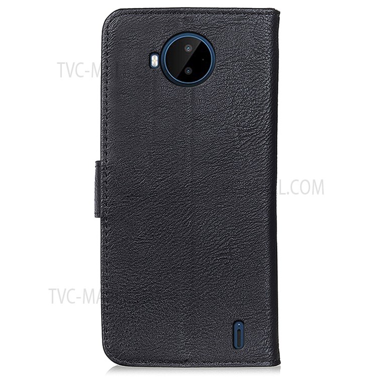 KHAZNEH Textured PU Leather Phone Case for Nokia C20 Plus, Wallet Stand Magnetic Clasp Cover - Black-3