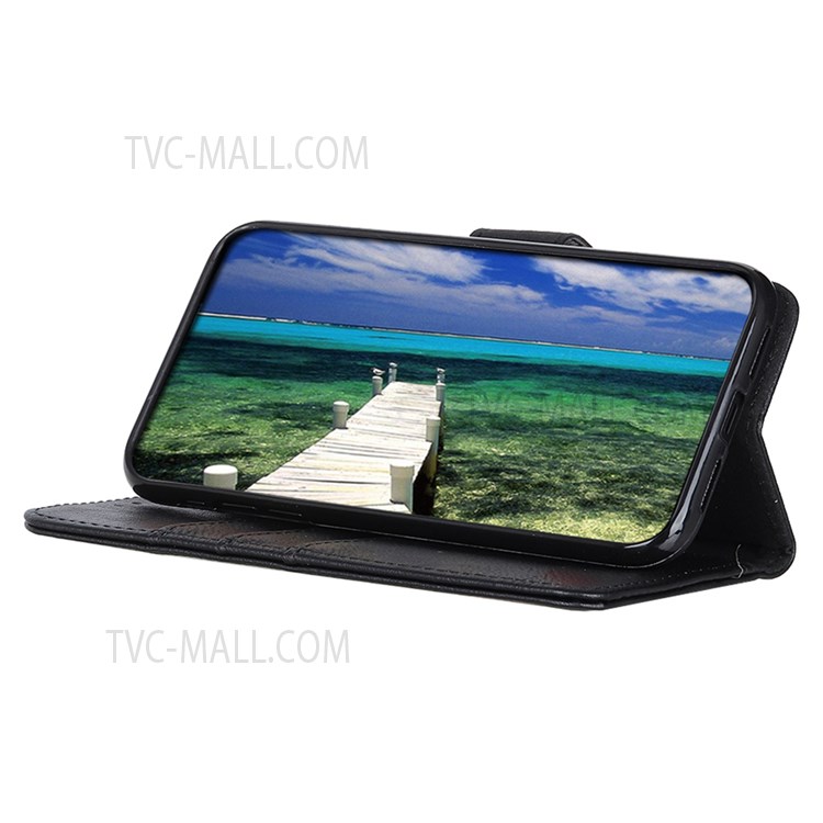KHAZNEH Textured PU Leather Phone Case for Nokia C20 Plus, Wallet Stand Magnetic Clasp Cover - Black-5
