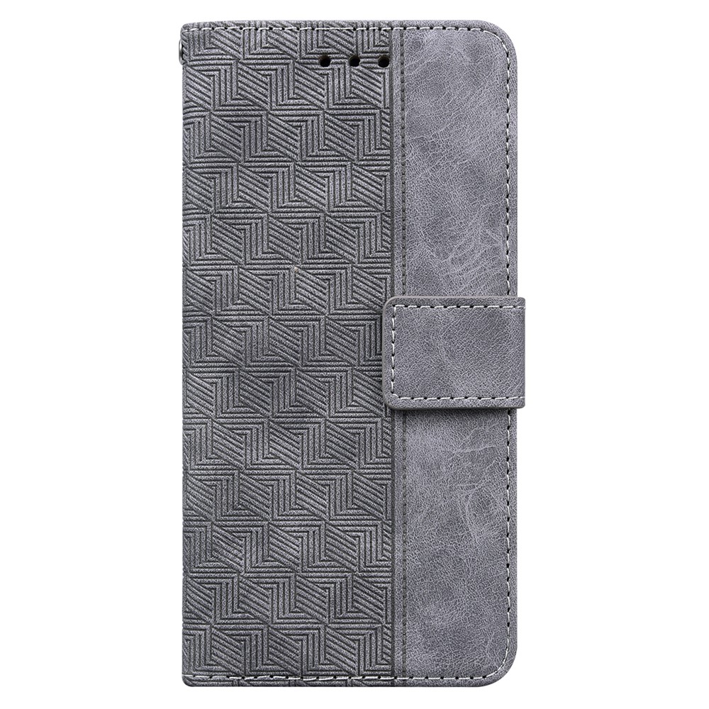 For Nokia C10/C20 Geometry Imprinted Wallet Leather Case Stand PU Leather Folio Flip Phone Cover - Grey-2
